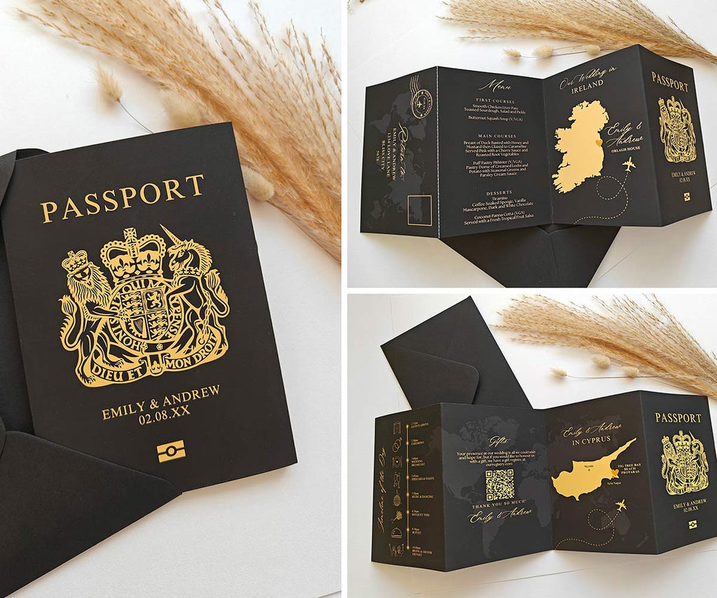 Black Passport Wedding Invitations