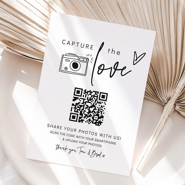 Capture the Love QR code sign for photo albums