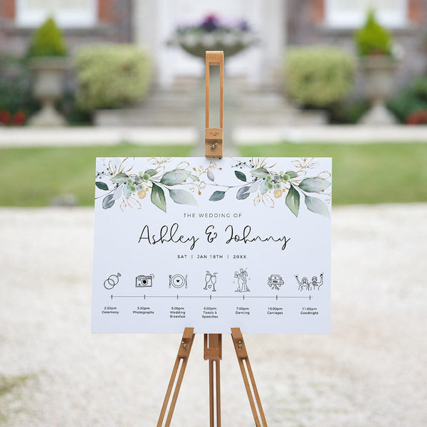 Eucalyptus Timeline Sign for Wedding
