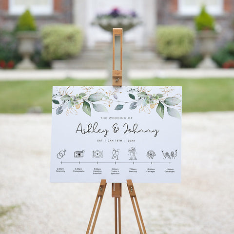Eucalyptus Timeline Sign for Wedding
