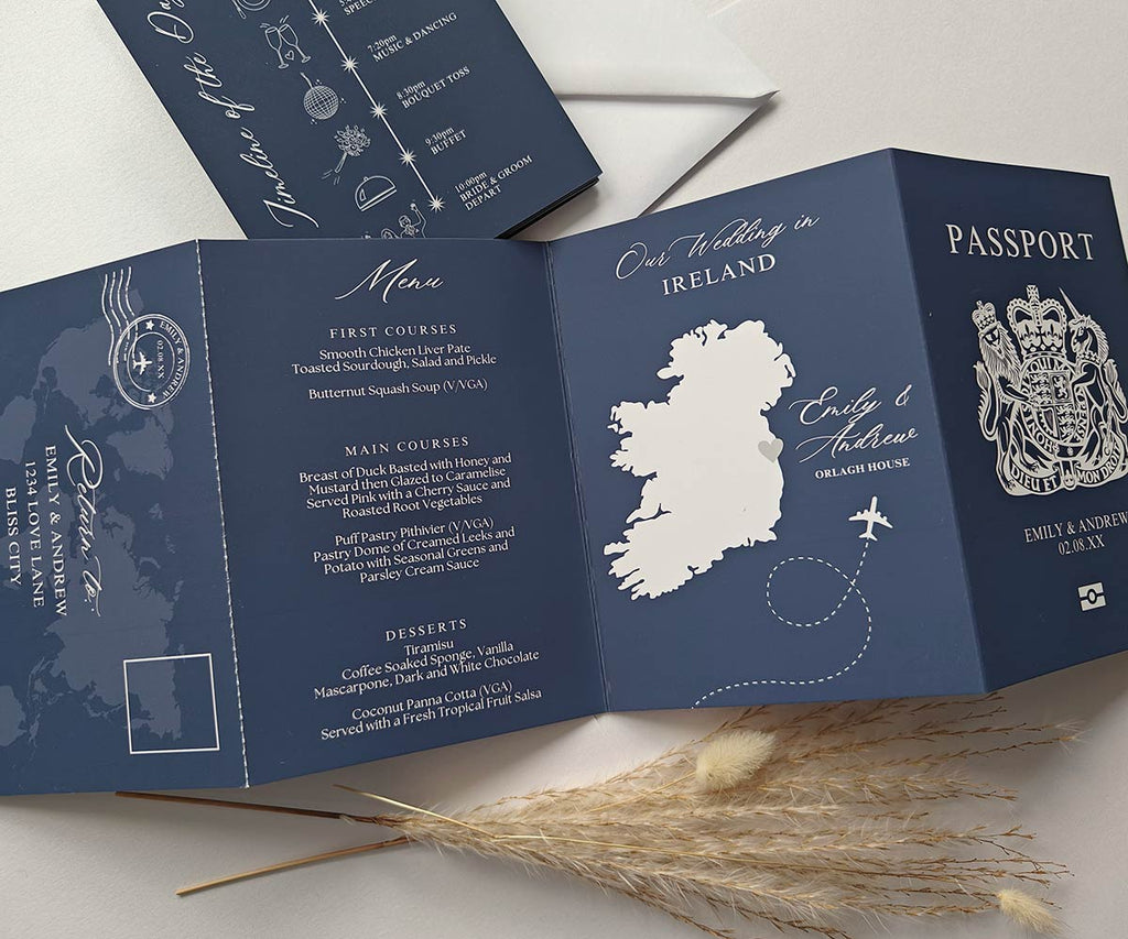 Dusty Blue Passport Invitations