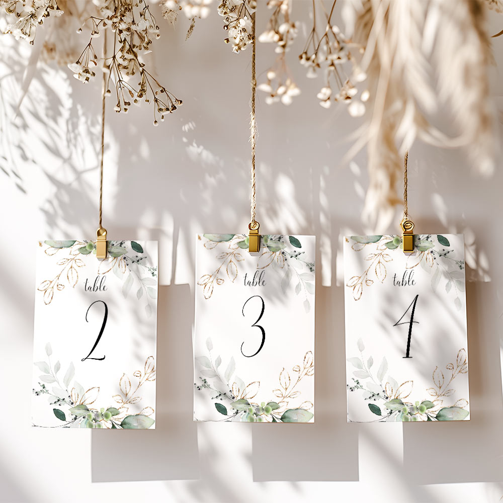 Eucalyptus Table Number Cards