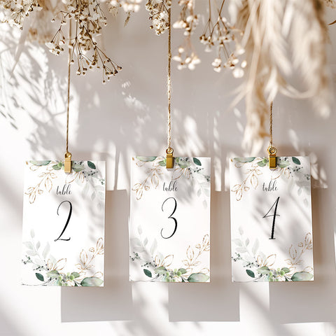 Eucalyptus Table Number Cards
