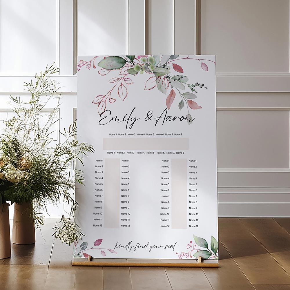 Green and Pink Horseshoe Table Plan