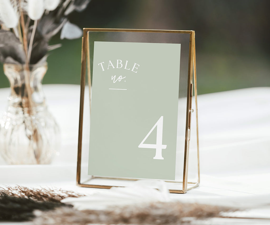 Light Green Table Number in Frame