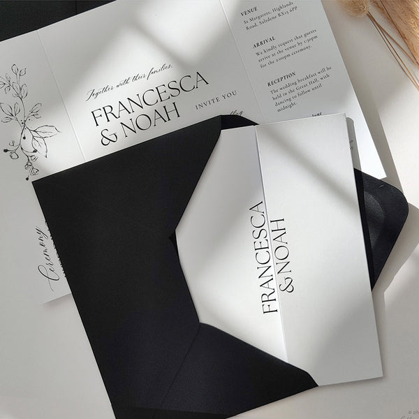 Minimalist Wedding Invitations, Black and White theme