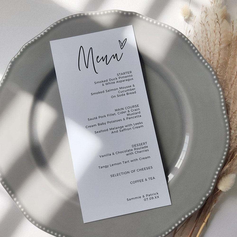 Minimalist Wedding Menu