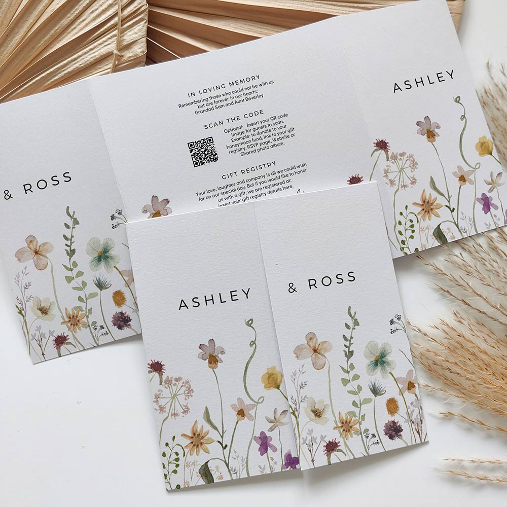 Square gatefold wedding invitations