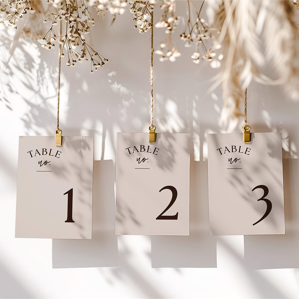 Mocha Wedding Table Numbers