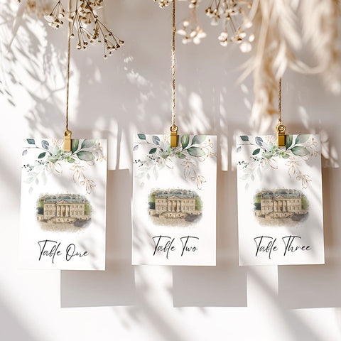 Wedding venue sketch table numbers
