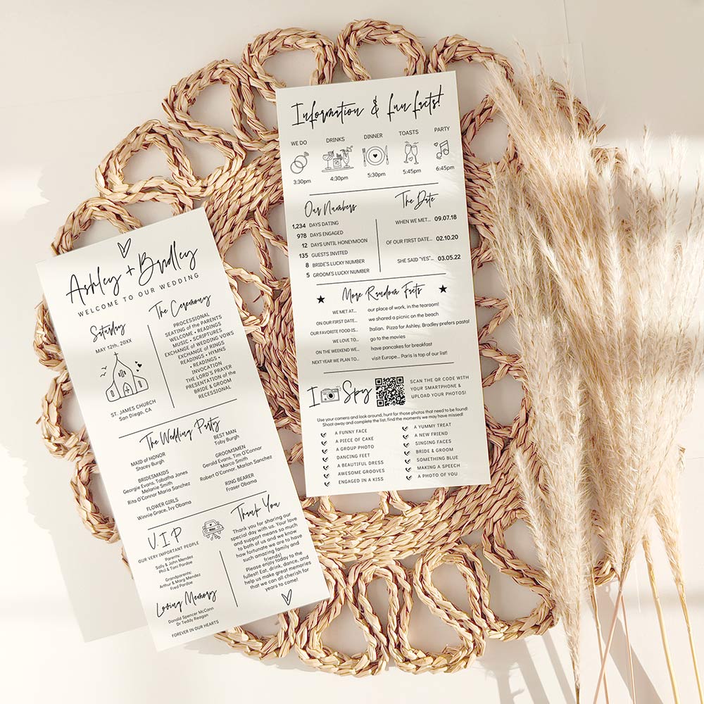 Double Sided Wedding Program Template