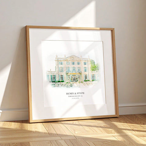 Oak Framed Wedding Venue Sketch