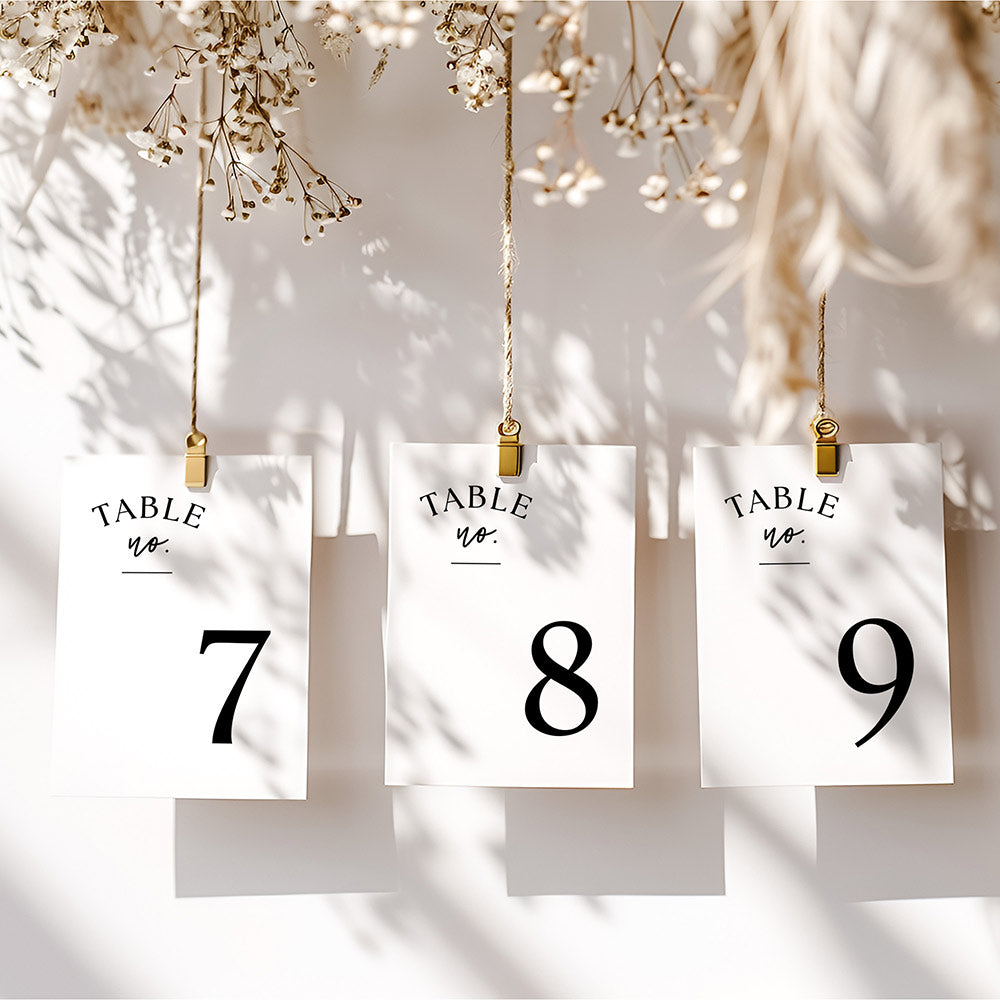 Modern White Wedding Table Numbers