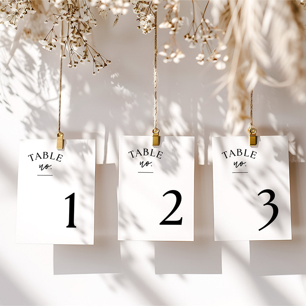 Modern White Wedding Table Numbers