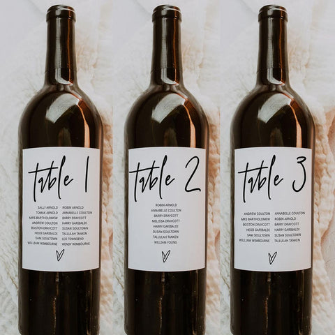 Table Seating Wine Bottle Labels